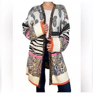 Anthropologie Bricolage Paisley Mixed Print Sweater Cardigan
